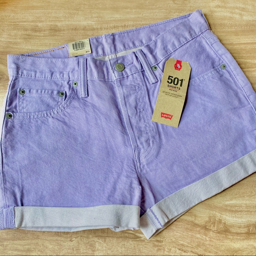 NWT Levi's Pastel Purple 501 Mid-Rise Shorts